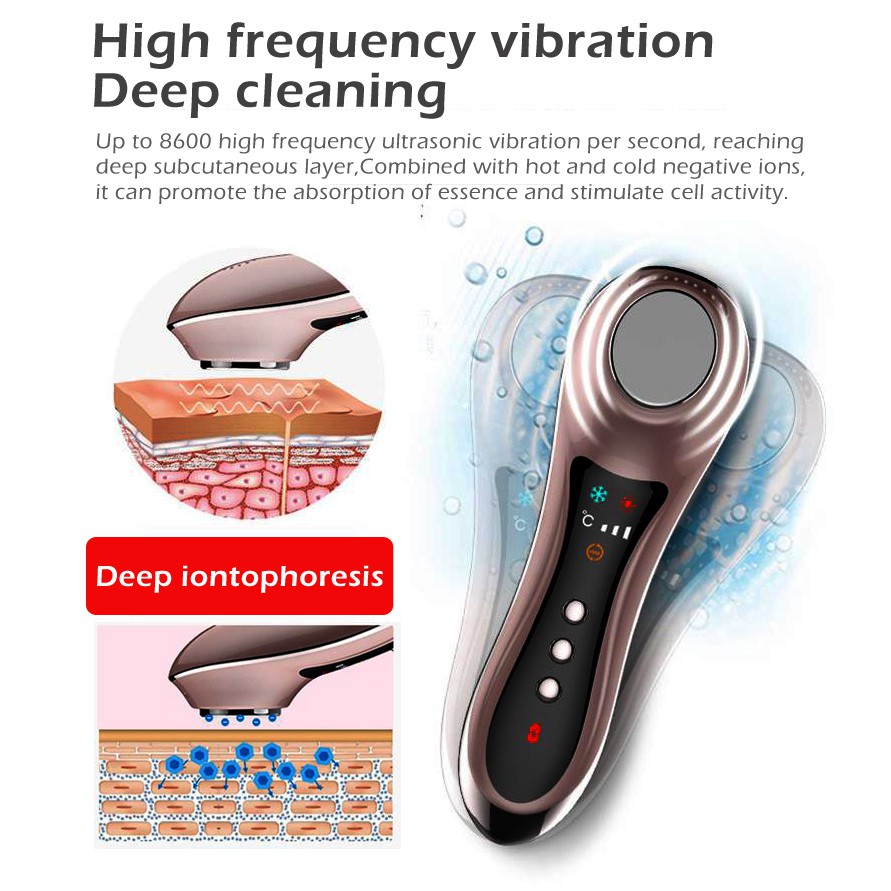 BIOSKIN Anion Sonic Hot Cold Face Massager Beauty Skin Care Vibration Anti-aging Firming Anti-wrinkle Spa Machine Rechargeable