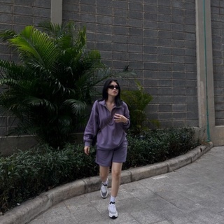 COMMON SENSE-áo nỉ tím half zip