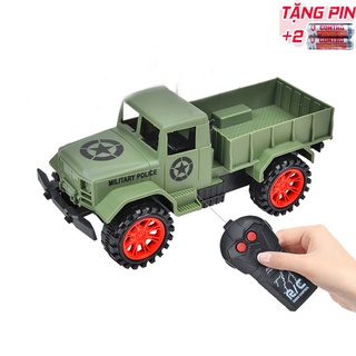 Đồ chơi xe tải quân sự điều khiển từ xa 2 kênh/Xe quân sự/Tặng Pin AA