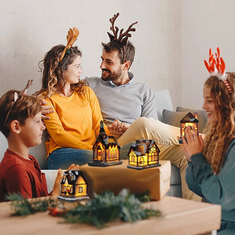 Ngôi Nhà Nhỏ Tinh Tế Có Đèn LED Phát Sáng Trang Trí Giáng Sinh