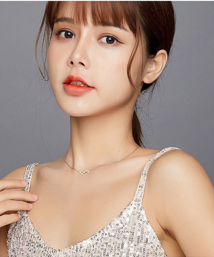 Dây Chuyền Nữ Bamoer SCN420 Mặt Hình Trăng Và Sao Trắng Bằng Bạc 925 Thật