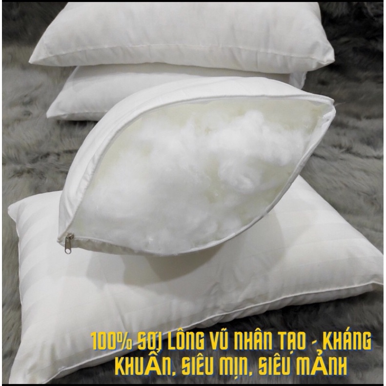 CHUYÊN SỈ Gối Nằm ,Gối Ôm Lông Vũ Microfiber Cao Cấp 100% Cotton Thoáng Mát, Mềm Mịn,Chuẩn 5* khách SạnE