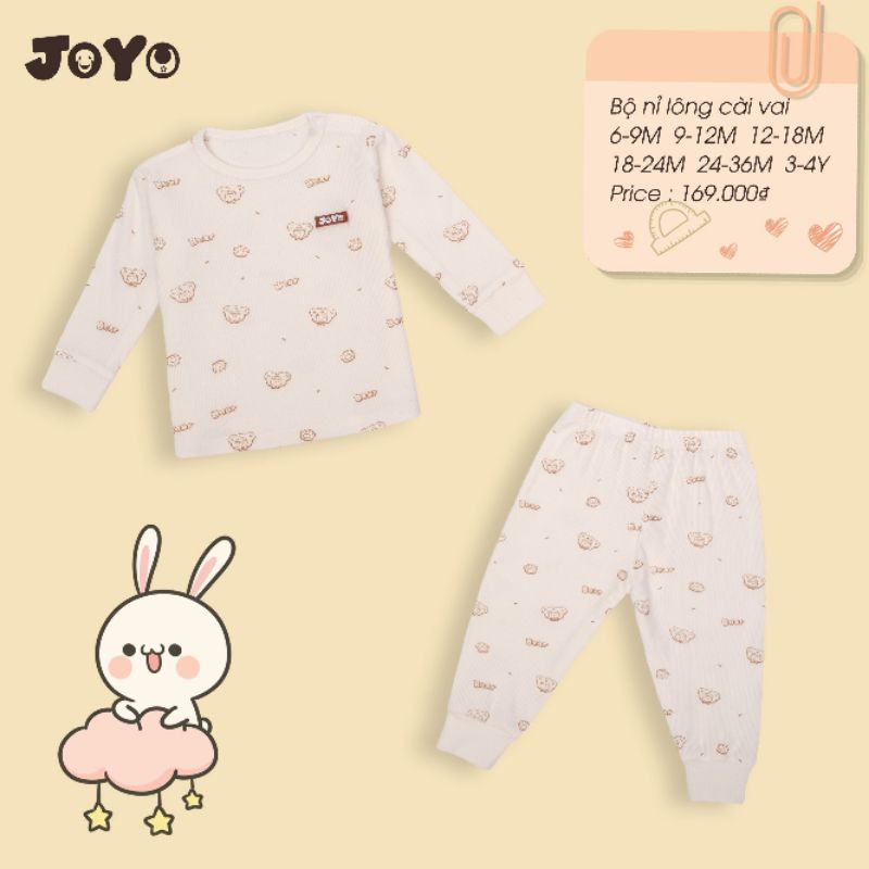 Joyo - Bộ quần áo dài tay cho bé vải nỉ lông thu đông ấm áp cho bé 8-17kg Jojo