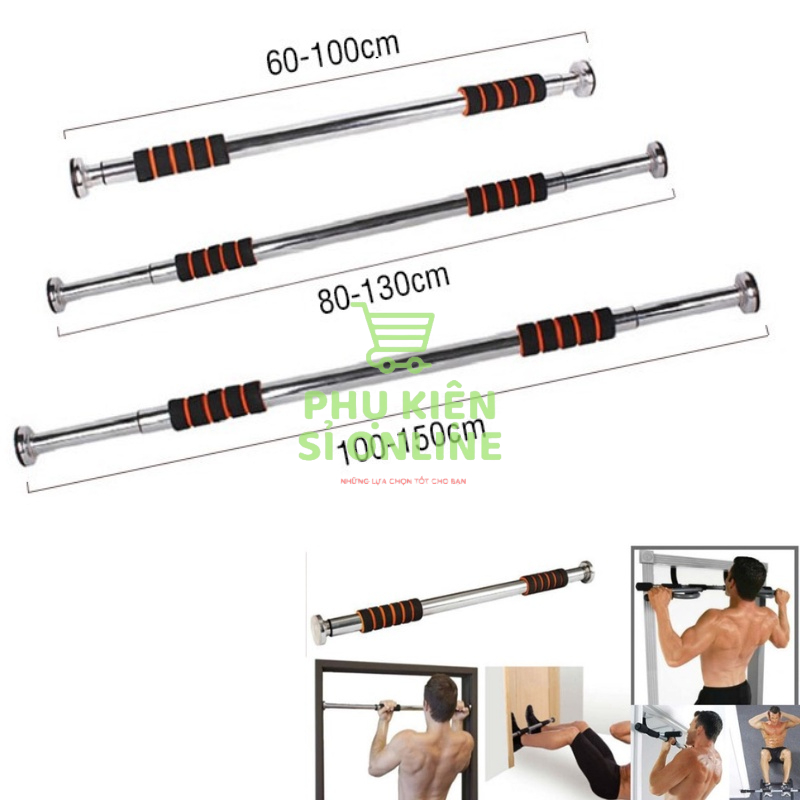 Thanh xà đơn treo tường, tập thể dục bằng inox co giãn có kèm ốc vít (80 - 130) (60 - 100) Store4girls