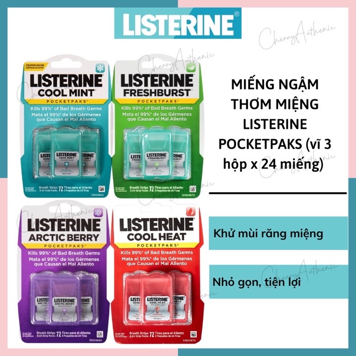 Set 3 Hộp Film Ngậm Thơm Miệng - Diệt Khuẩn Listerine USA