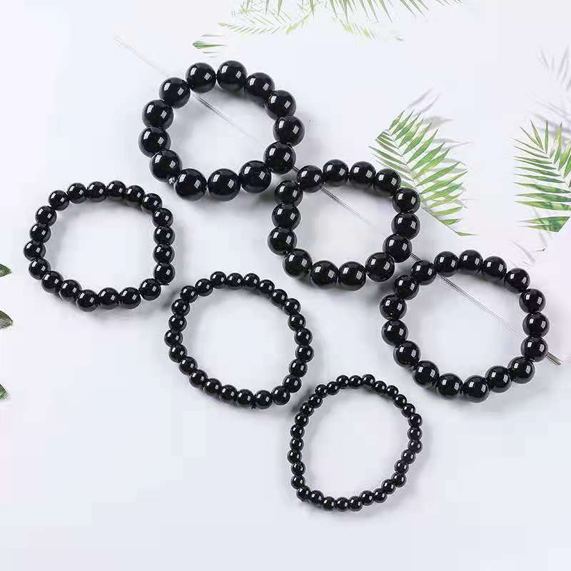 Vòng Tay Chuỗi Hạt Đá Obsidian May Mắn Thiết Kế Thời Trang Giúp Giảm Mệt Mỏi