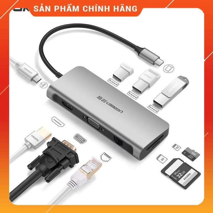 Hub USB Type C To HDMI, VGA, USB 3.0, Lan, SD, USB-C Ugreen 40873 Cao Cấp