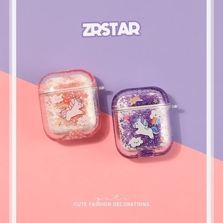 ốp airpod airpods case airpod 2 case airpod pro bọc airpods 2 ốp lưng airpod protective cover ❡❂☢Cute quicksand unicorn airpods protective cover transparent hard shell Apple wireless bluetooth headset cartoon ins girl heart airpodspro 2 generation pro