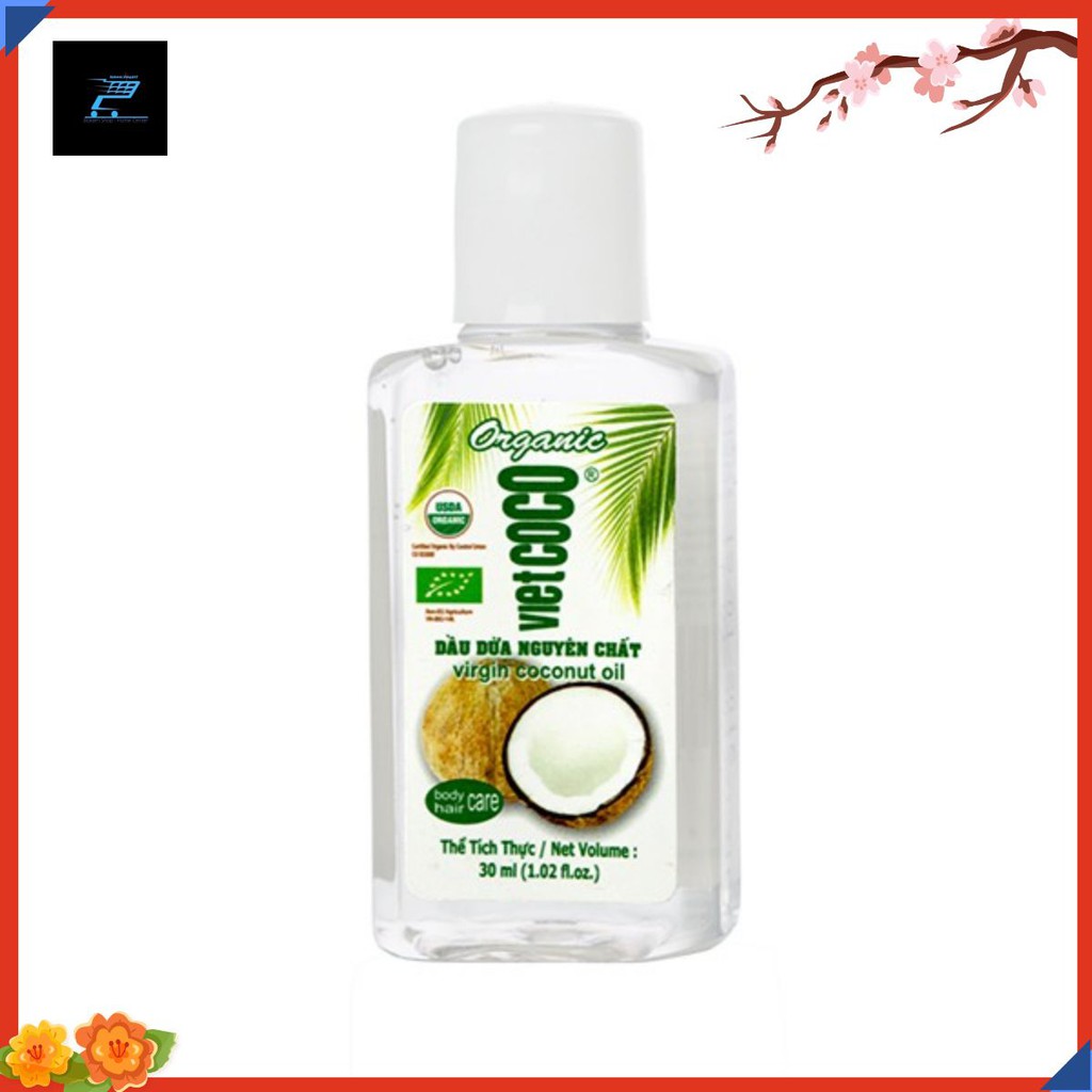 [Chai 30ml ] Dầu Dừa Nguyên Chất Ép Lạnh Vietcoco Organic100%