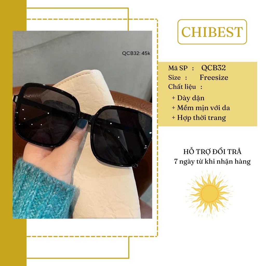 Kính Mát Nữ Gọng Vuông Sành Điệu Thời Trang Phong Cách Hàn Quốc  CHIBEST QCB32
