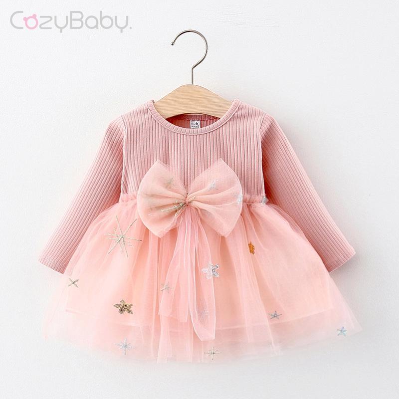 Đầm Công Chúa Dài Tay Phối Lưới Xinh Xắn Dành Cho Bé Gái