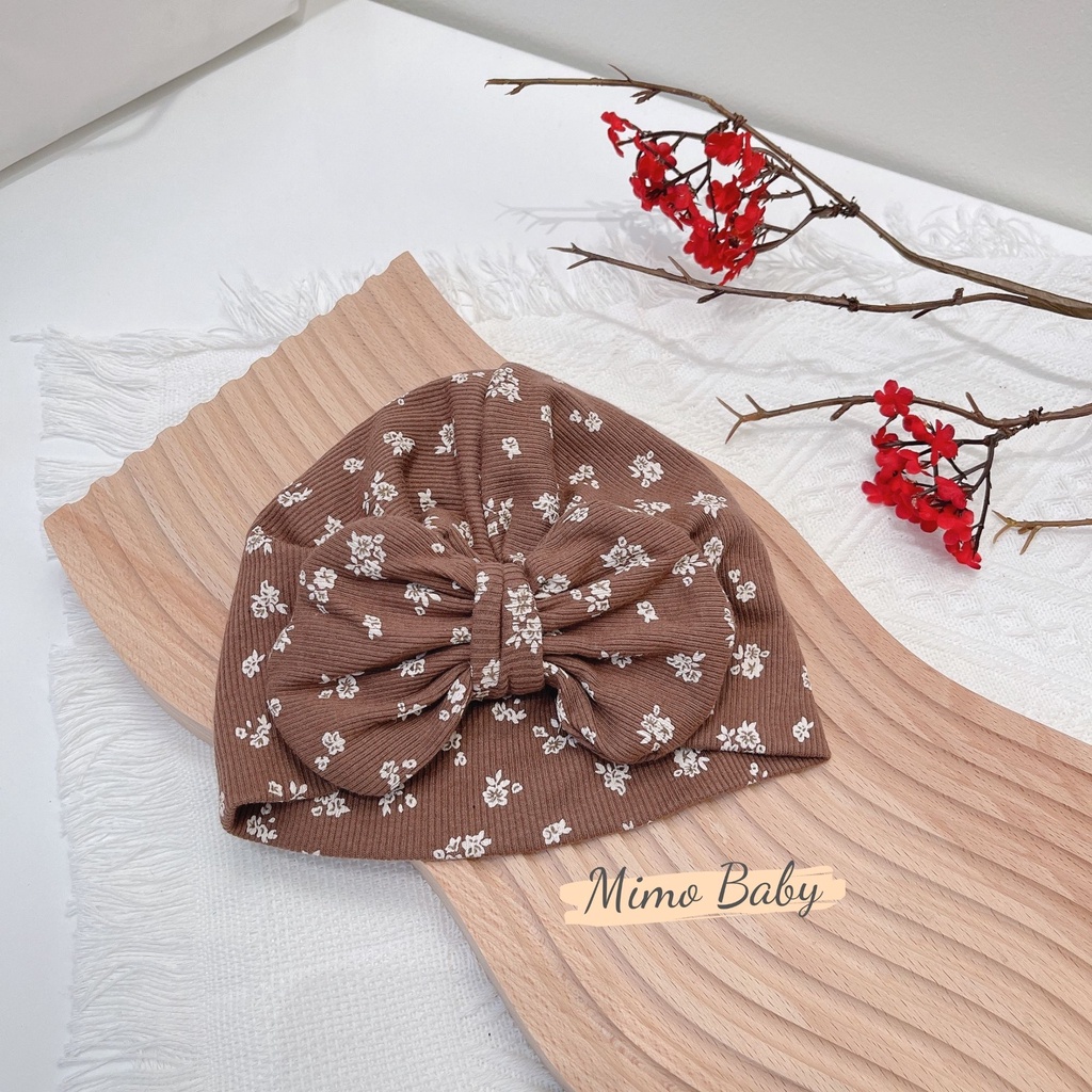 Mũ nón turban nâu hoa nhí đáng yêu cho bé 6-10kg Mimo Baby MTB73