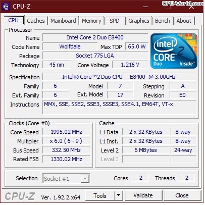 CPU Intel Core™2 Duo Processor E8500, E8400 sk 775 kèm keo tản nhiệt
