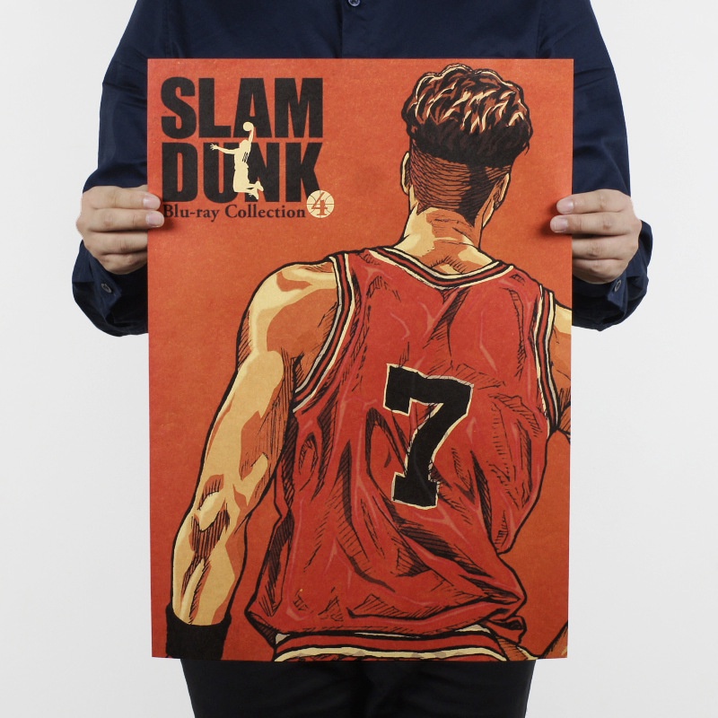 Poster SLAM DUNK Bóng Rổ NBA Phong Cách Vintage Cổ Điển Kích Cỡ 52 x 36 cm Giấy Kraft Cao Cấp