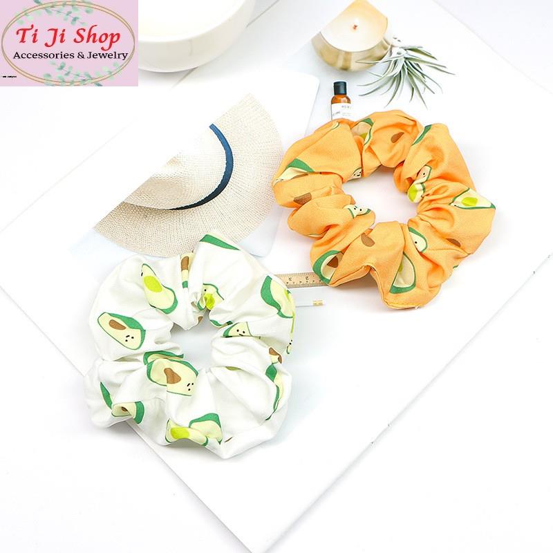 Dây cột tóc vải scrunchies quả bơ