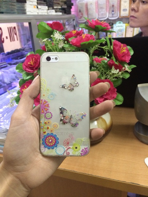 Ốp ip5/5s Hình Hoa  Bướm Đính đá