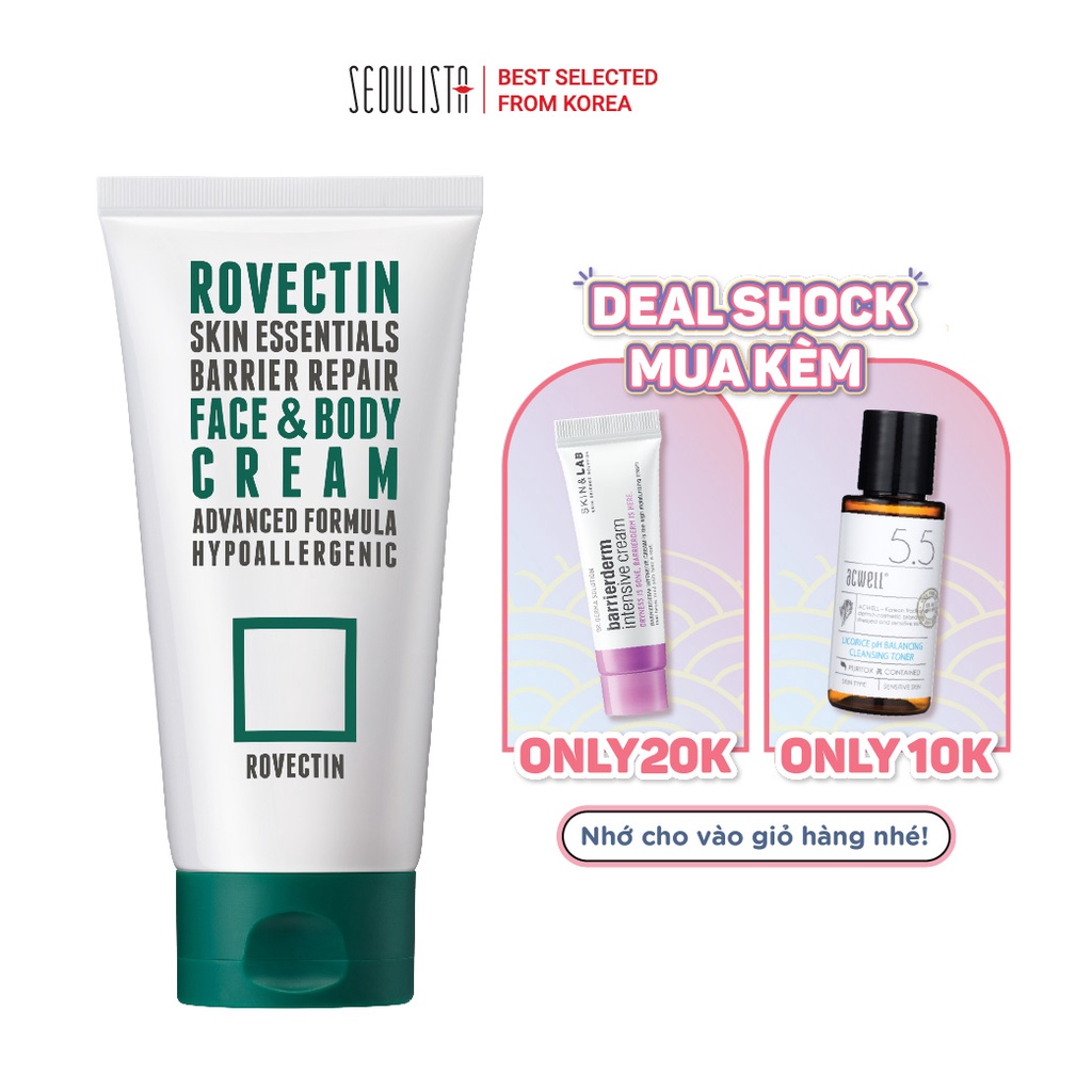 Kem dưỡng cho da mặt và body ROVECTIN Skin Essentials Barrier Repair Face &amp; Body Cream