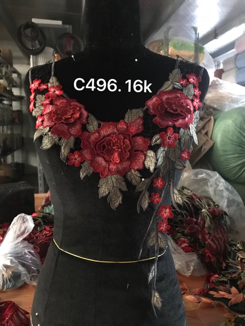 Cổ ren thêu hoa nhiều màu, nhiều mẫu