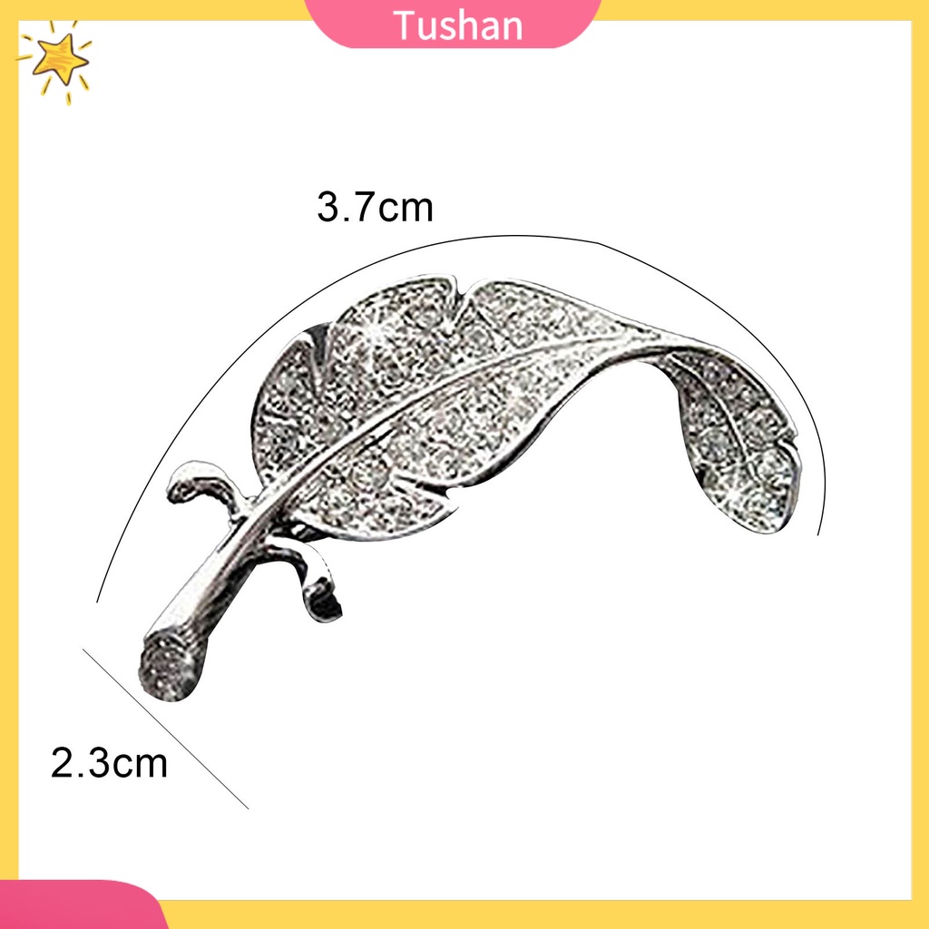 Trâm Cài Hình Chiếc Lá Bằng Bạc Đính Đá Thời Trang