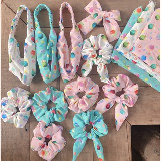 Cột Tóc Scrunchies Hình Ốc Sên Cảm Xúc Vải Lụa ( Màu Trắng, Xanh, Hồng)