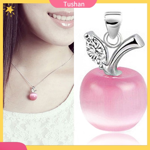 Cô gái Apple Hình dạng Faux Opal Khối Zirconia Bạc Mạ Mặt dây chuyền cho vòng cổ