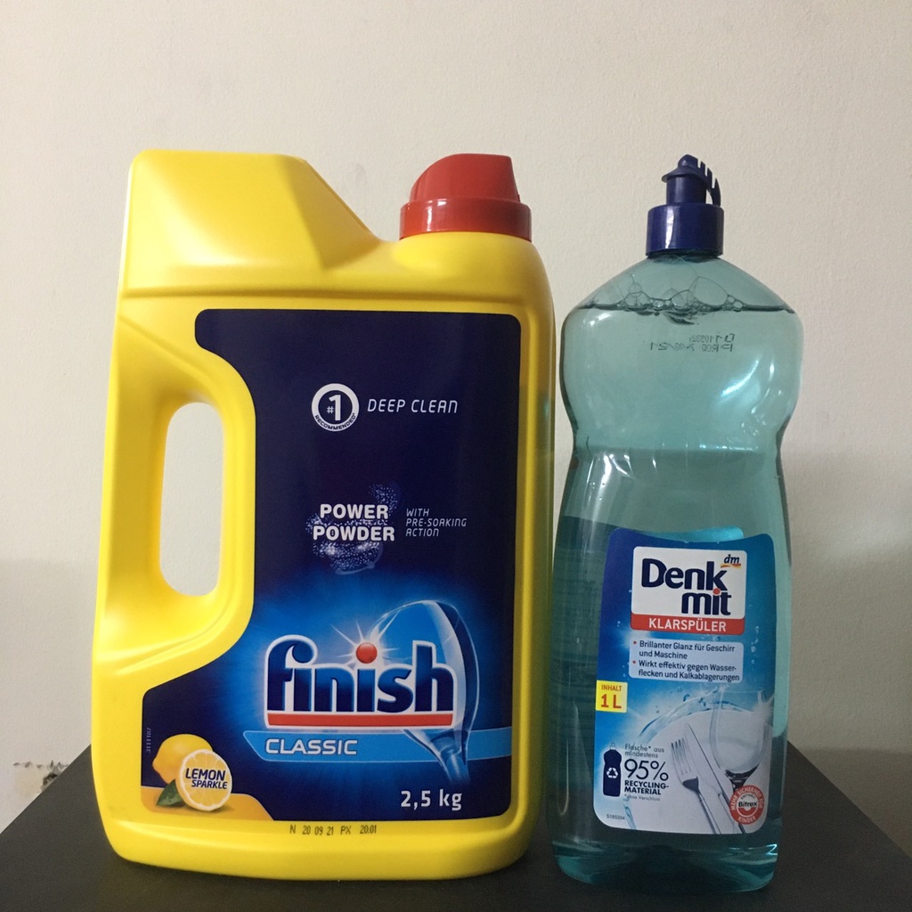 Bột rửa chén Finish 2.5kg+ Nước làm bóng ALIO hoặc denkmit  1000ML