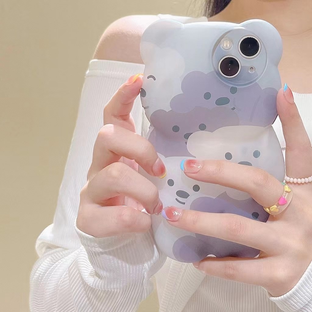 Ốp Điện Thoại Mềm In Hình Gấu 3d Cho Iphone 13 pro max 12 pro max 11 pro max xs max xr x