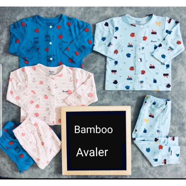 Bộ sơ sinh cài giữa dài tay họa tiết Avaler