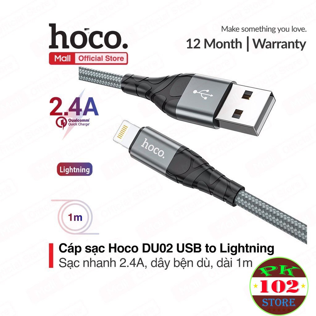 Dây Cáp Sạc Hoco DU02 Chính Hãng Cho Điện Thoại IPad Pin Dự Phòng Tai nghe Bluetooth Airpod i12 Iphone(PK 102 STORE)