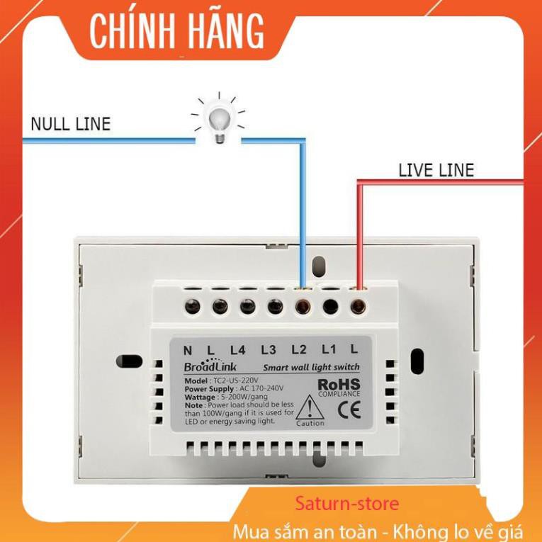 Công tắc cảm ứng điều khiển từ xa Broadlink TC2 US mặt chữ nhật (3 Nút bấm)