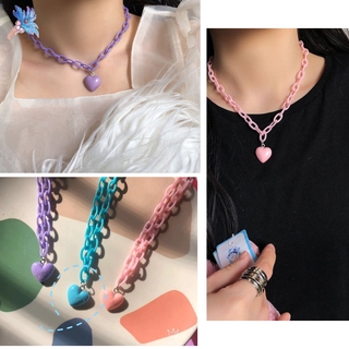 Dây chuyền nhựa acrylic mặt hình trái tim nhiều màu xinh xắn dành cho nữ