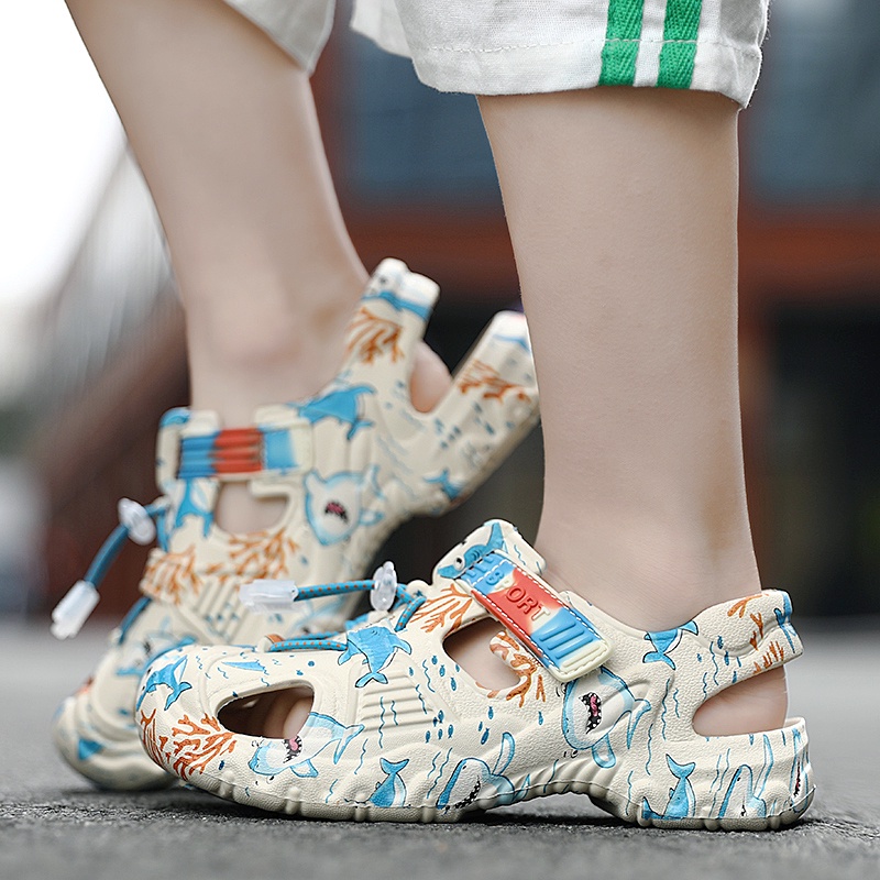 Dép Sandal Hình Cá Mập Đế Mềm Chống Trượt Cho Bé s57is5
