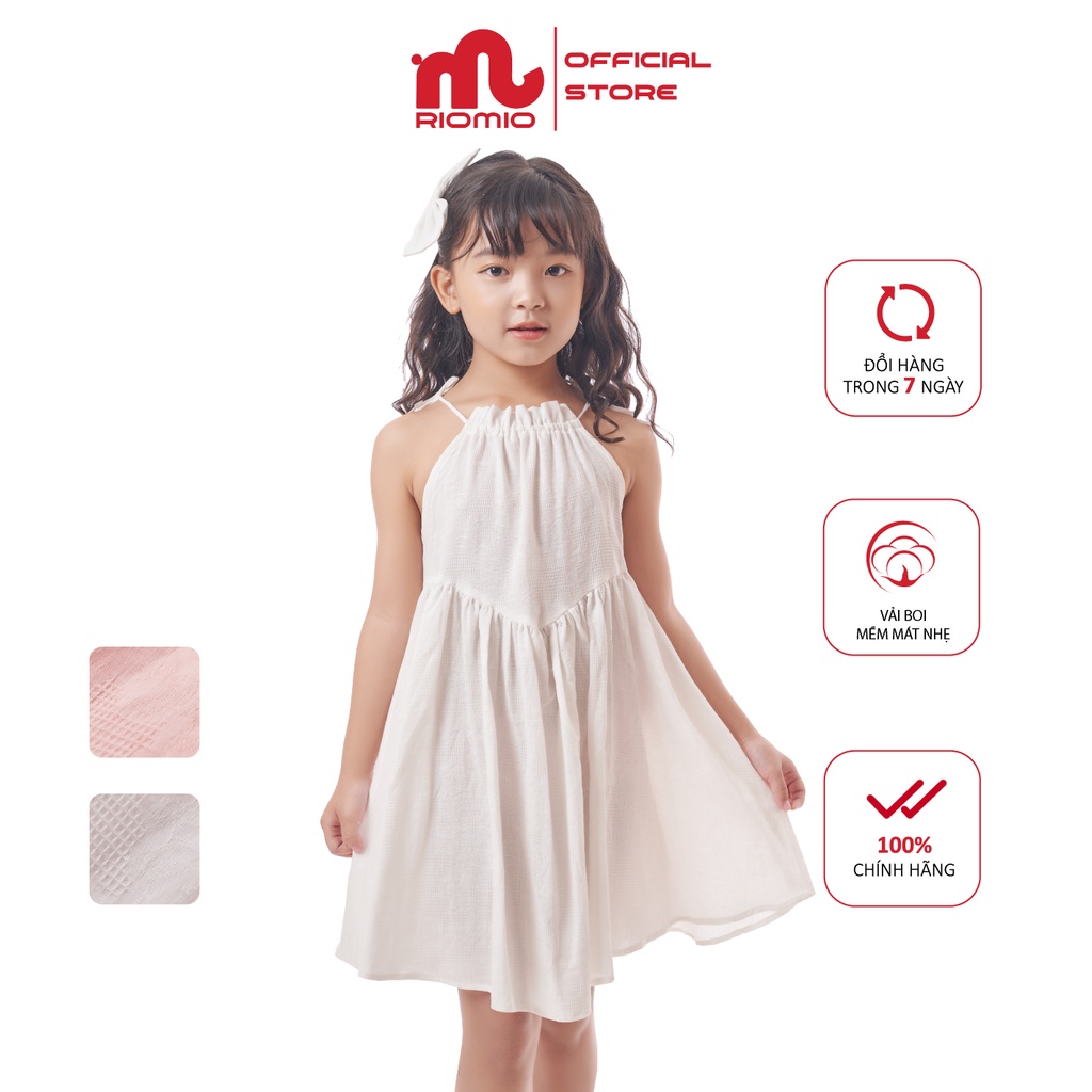 Đầm công chúa bé gái 2 dây dáng suông RIOMIO cho trẻ em 2-8 tuổi (15-30kg) vải boi in hoa nổi - RV112