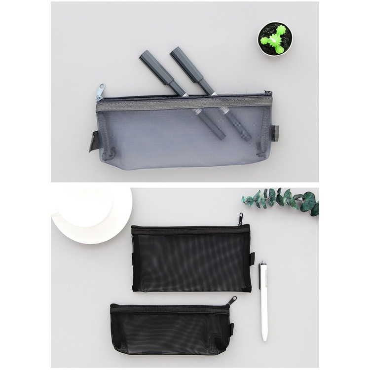 Túi NIKKI đựng đồ dùng học tập bằng lưới xuyên thấu vải nylon thiết kế đơn giản cho học sinh