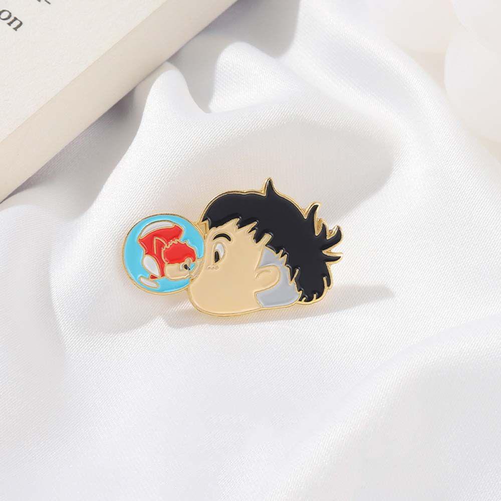 Mmluck Ghim Cài Áo Họa Tiết Nhân Vật Hoạt Hình Ponyo Cổ Điển Tráng Men