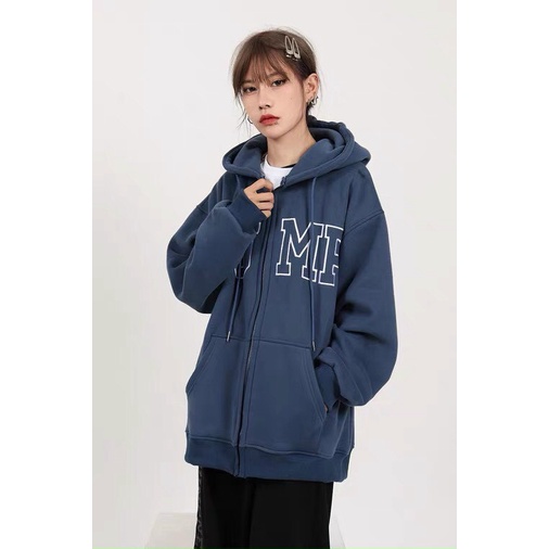 Áo hoodie unisex Áo hoodie dáng rộng nỉ bông cotton unisex dưới 75kg  - Áo hoodie This