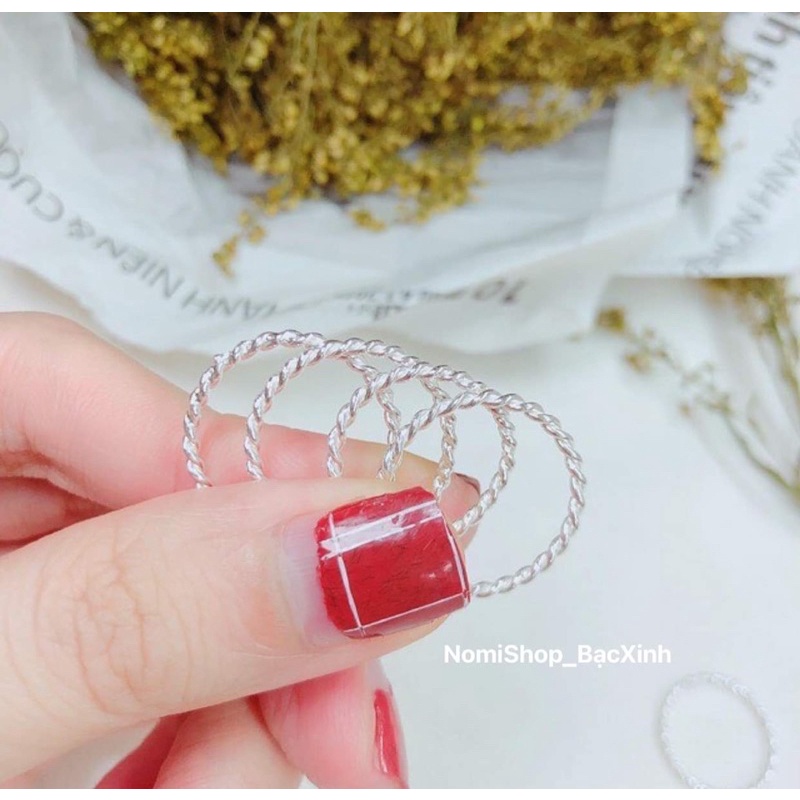 Nhẫn xoắn chuẩn bạc ta thời trang, cá tính nhẹ nhàng Mainomi Shop Bạc Xinh