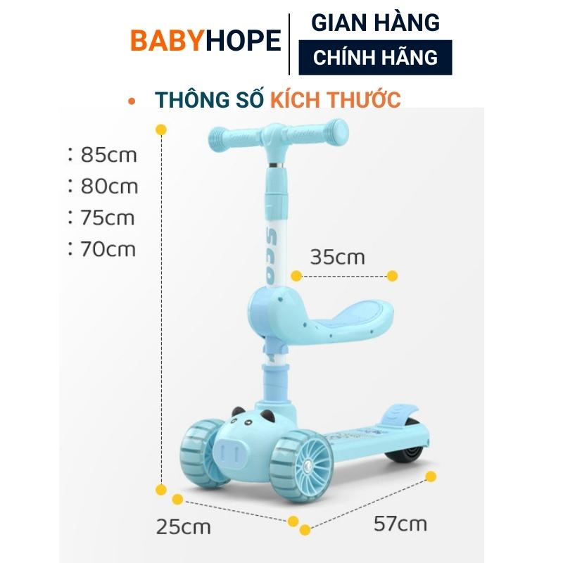 Xe trượt Scooter Heo đa năng 2 in 1 có nhạc và phát sáng, Bảo Hành 6 tháng, xe Scooter chòi chân cho bé chịu lực >100kg