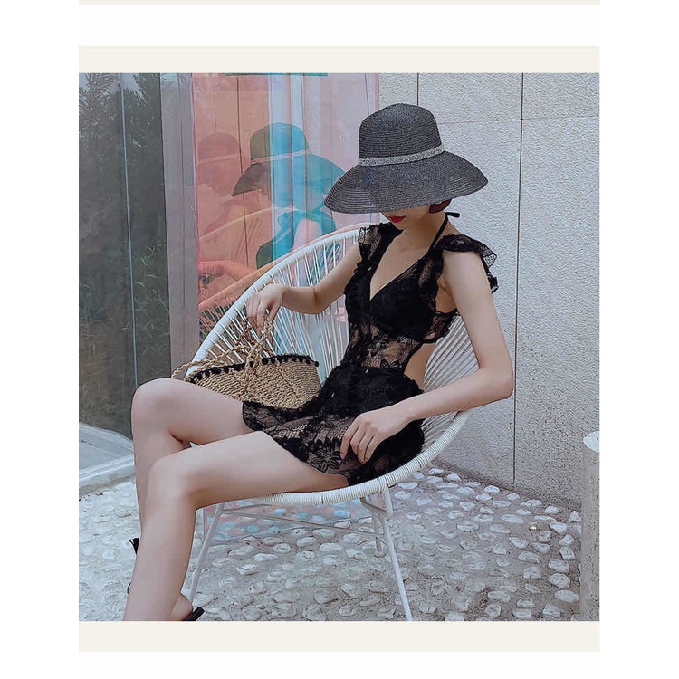 Bộ Đồ Bơi Một Mảnh Phối Ren Phong Cách Pháp Quyến Rũ Cho Nữ