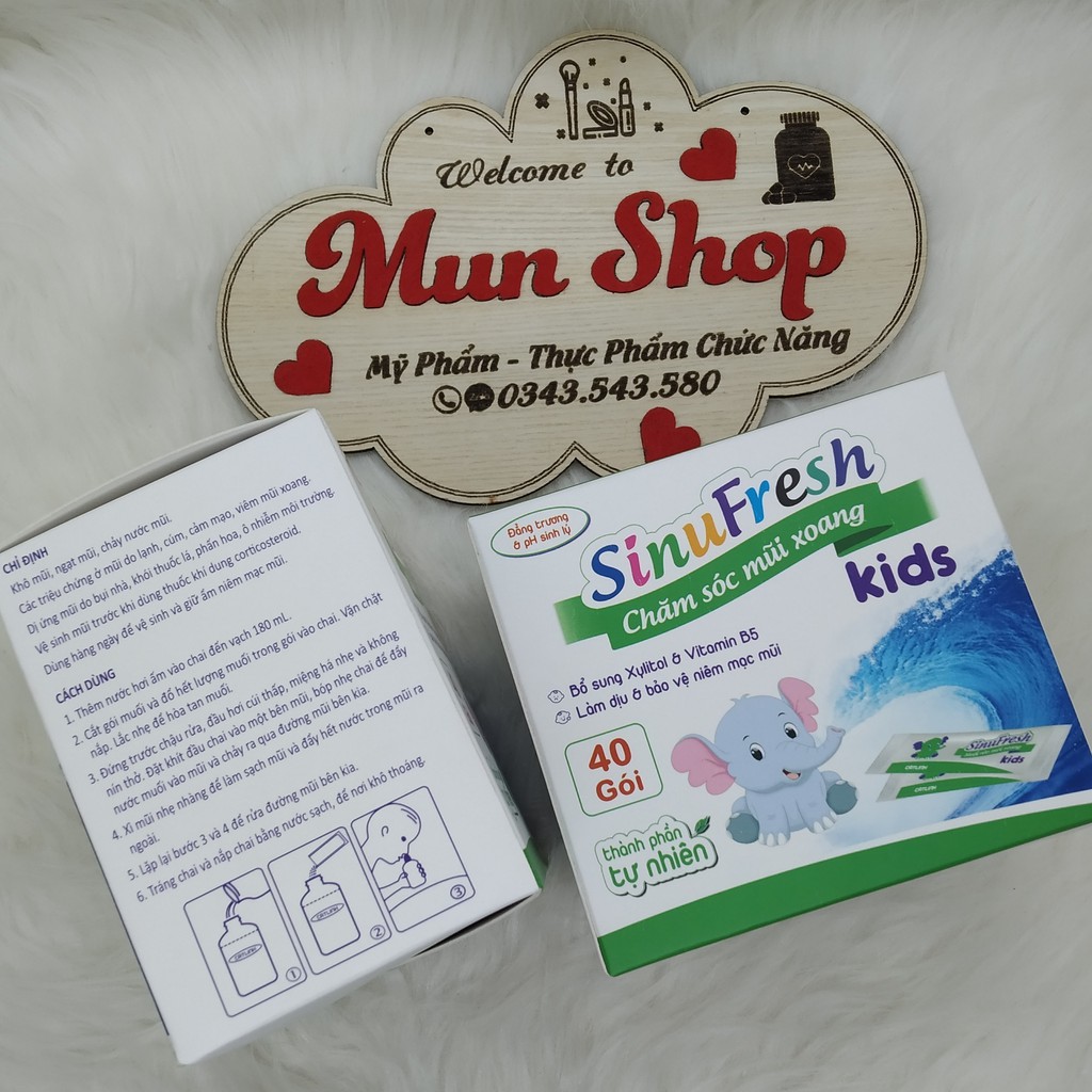 SinuFresh Kids - Muối rửa mũi xoang trẻ em hộp 40 gói