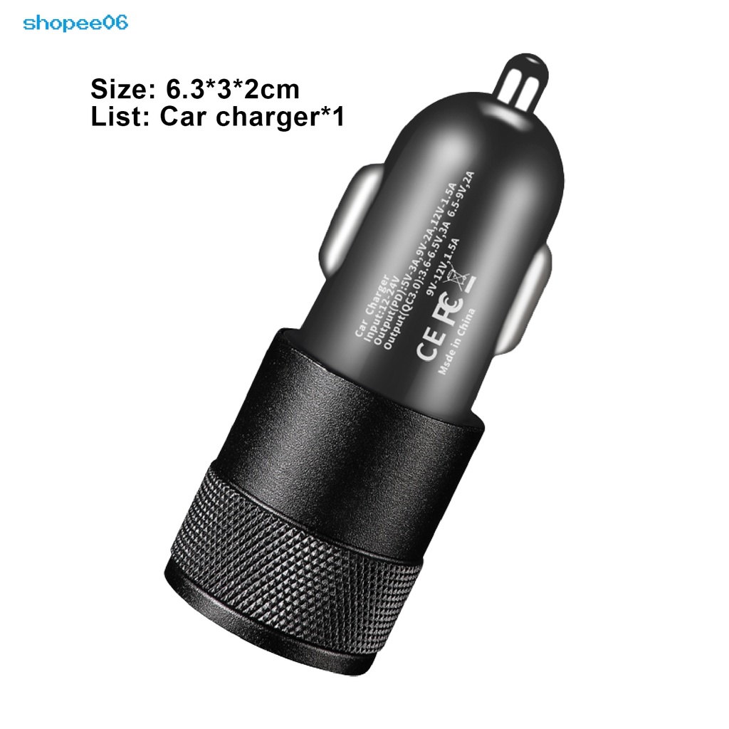 Củ sạc điện thoại hai cổng USB QC 3.0/PD Type-C cho xe hơi