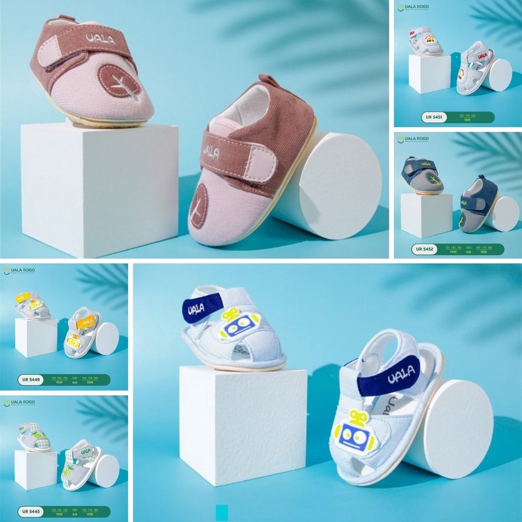 Full Giày tập đi Uala Rogo Hình con vật dễ thương đế cao su chống trượt cho bé dưới 3 tuổi đủ màu - Bu Bình Dương