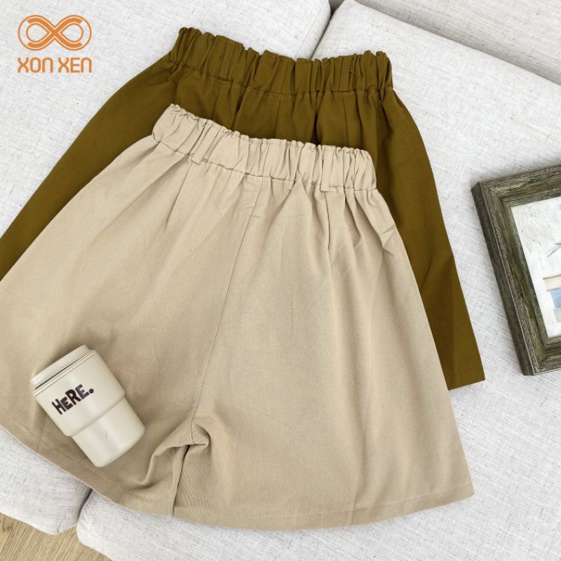 Quần short nữ quần short kaki trơn lưng chun style Hàn Quốc XONXEN SHOP size S M L mã 179