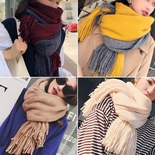Khăn chất len cashmere 2 màu siêu mềm