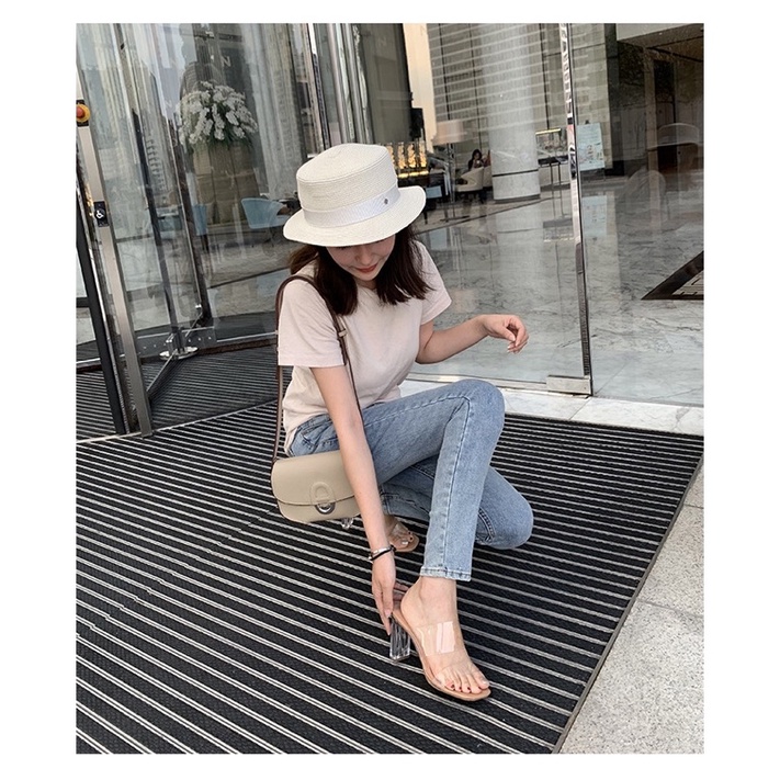 Guốc mika gót trong Cillie cao gót nữ quai ngang mika basic phối gót trong cao 8cm thanh mảnh đi chơi đi làm dạo phố
