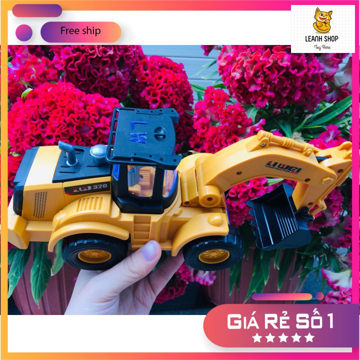 Đồ chơi xe cẩu máy xúc phát sáng Lê Anh Shop nhựa an toàn cho bé, tỷ lệ kích thước lơn, với các khớp xe chuyển động
