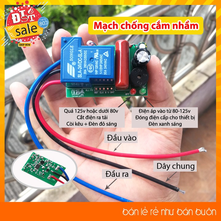 ✅ [Sử dụng vi điều khiển]Mạch chống cắm nhầm điện 220V bảo vệ thiết bị Nhật &amp; Mỹ-Có còi báo và đèn led báo