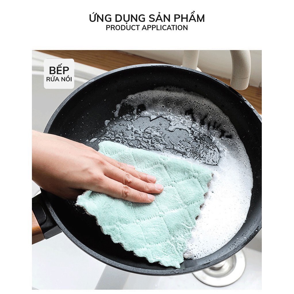 Set 3 Khăn Lau Đa Năng Siêu Thấm Nước 2 Mặt Mềm Mịn