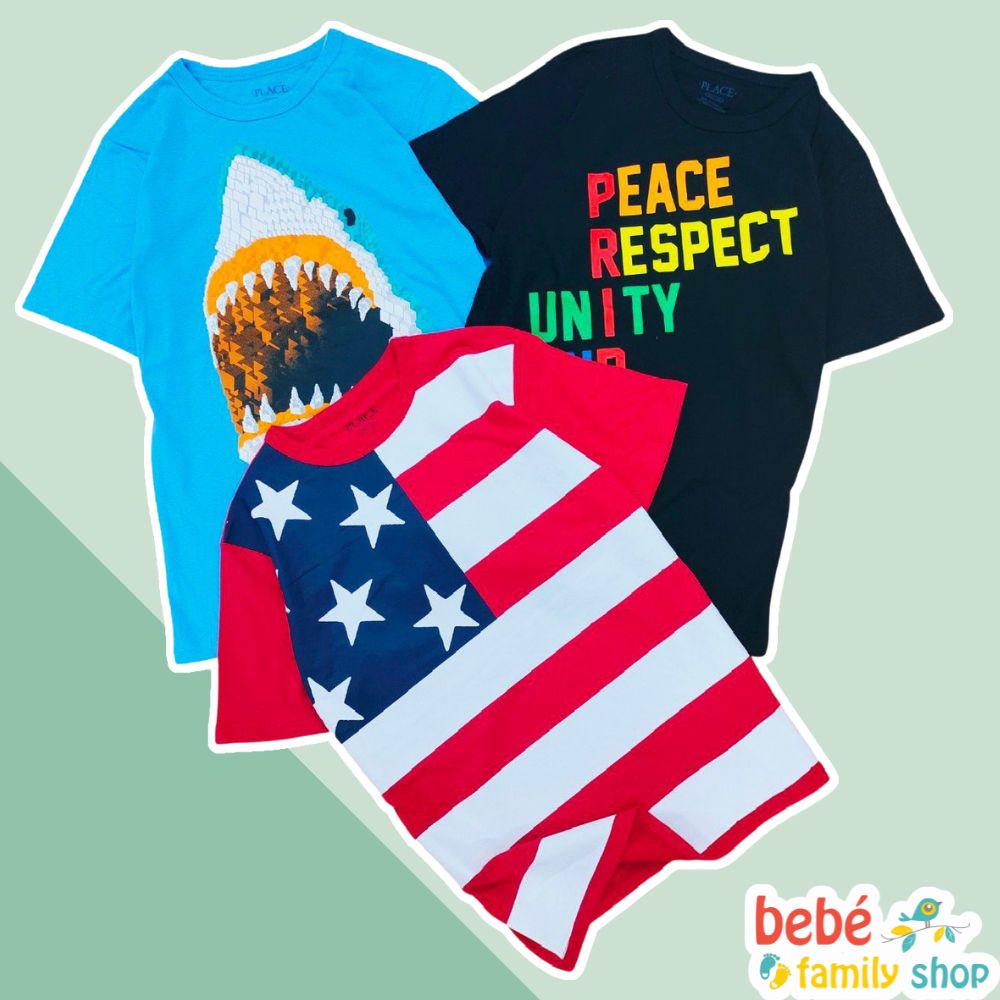 Áo phông bé trai size đại 15kg đến 50kg Áo thun Place cho  bé trai xuất dư 4 đến 16 tuổi - ATPD