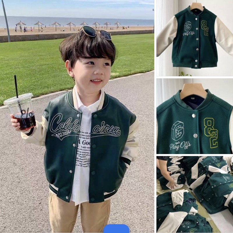Áo bomber xanh Playofff